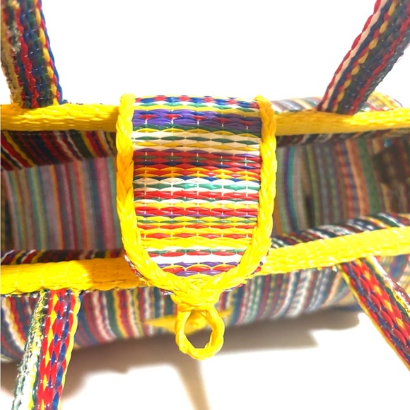 Handmade mash stew  Colorful Striped Handbag with Yellow Accents - Picture 5 of 5